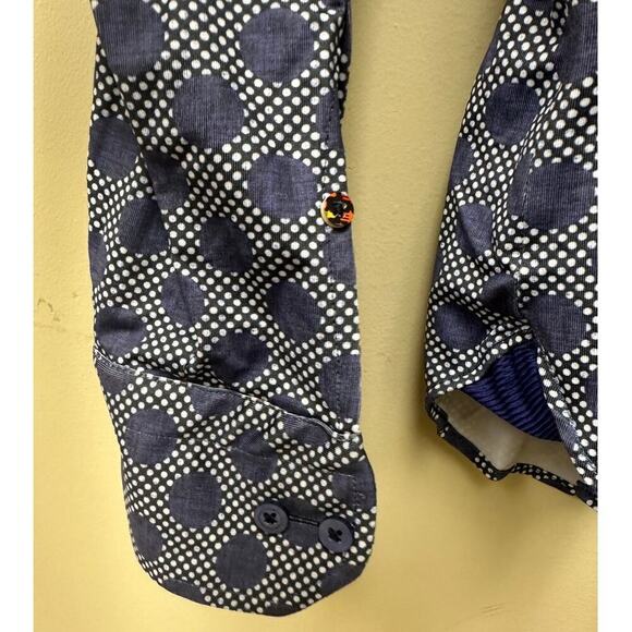 Luchiano Visconti Size XL Long Sleeve Button Down Shirt Circle Pattern Business - Picture 7 of 12